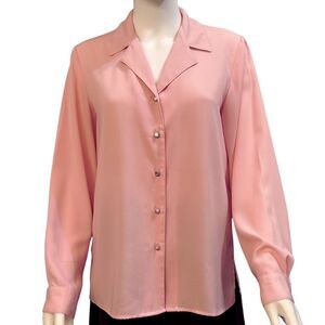 Sag Harbor 8 Vintage Classic Front Button Soft Pink Blouse